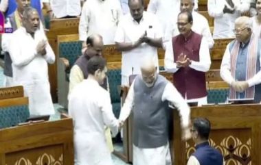 PM Modi-Rahul Gandhi Shake Hands Video: ప్రధాని మోదీ, రాహుల్‌ గాంధీ షేక్‌హ్యాండ్‌ ఇచ్చుకున్న వీడియో ఇదిగో, ఓం బిర్లాను స్పీకర్‌ కుర్చీలో కూర్చోబెట్టిన ఇరువురు నేతలు