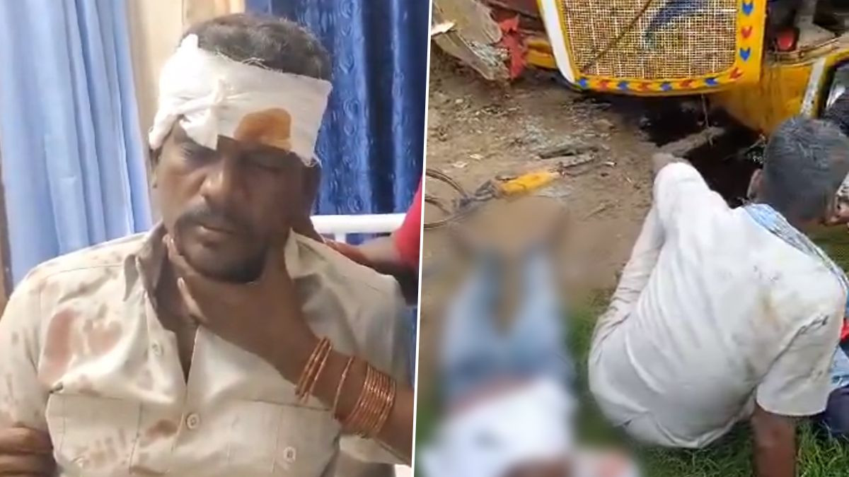 Telangana Road Accident: రోడ్డు ప్రమాదం వీడియో ఇదిగో, రోడ్డు మీద ఒక్కసారిగా బోల్తాపడిన నాపరాయి టిప్పర్ లారీ, నలుగురికి తీవ్ర గాయాలు