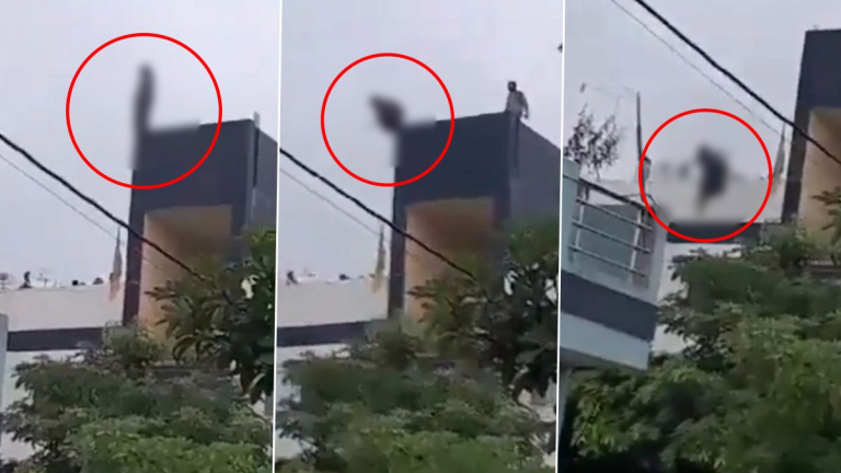 Suicide Caught on Camera: షాకింగ్ వీడియో ఇదిగో, భర్తతో గొడవపడి మూడో అంతస్తు నుంచి దూకి భార్య ఆత్మహత్య