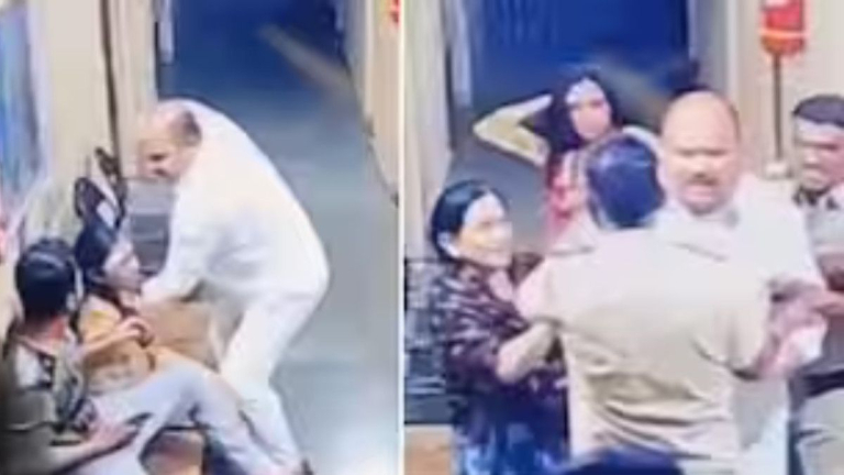 Caught On Camera: వీడియో ఇదిగో, పోలీస్ స్టేషన్‌లో పోలీసుల ముందే మహిళను దారుణంగా కొట్టిన బీజేపీ నేత