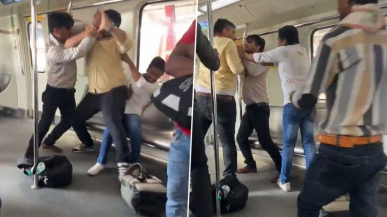 Ghaziabad Metro Fight Video: వీడియో ఇదిగో, ఘజియాబాద్ మెట్రోలో సీటు కోసం తన్నుకున్న ఇద్దరు ప్రయాణికులు