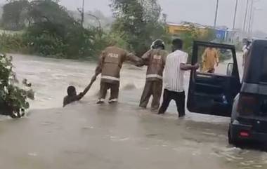 Telangana Rains: వీడియో ఇదిగో, వాగులో కొట్టుకుపోతున్న వ్యక్తిని ప్రాణాలకు తెగించి కాపాడిన పోలీసులు