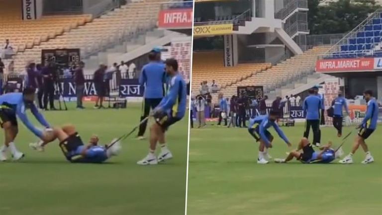 Kohli Prank on Kuldeep Yadav: వైరల్ వీడియో ఇదిగో, కుల్దీప్ యాదవ్‌‌ను తాడుతో లాగిపడేసిన విరాట్ కోహ్లీ, కాళ్లు పట్టుకుని కోహ్లీకి తోడయిన పంత్