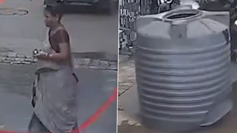 Woman Narrowly Escapes Video: అదృష్టం అంటే ఈమెదే, పై నుంచి ఒక్కసారిగా మీద పడిన వాటర్ ట్యాంక్, తృటిలో తప్పిన ప్రాణాపాయం