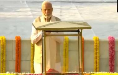 PM Modi Paid Tribute To Mahatma Gandhi: గాంధీ జయంతి సందర్భంగా జాతిపితకు అంజలి ఘటించిన ప్రధాని మోదీ...గాంధీ మార్గం సదా ఆచరణీయం అని పిలుపు..