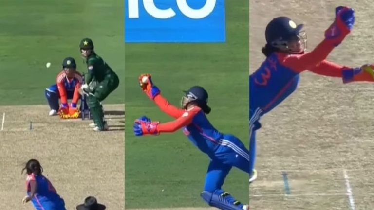 Richa Ghosh Stunning Diving Catch Video: వీడియో ఇదిగో, ఒంటి చేత్తో డైవింగ్ చేస్తూ స్టన్నింగ్ క్యాచ్ పట్టిన భారత వికెట్ కీపర్ రియా ఘోష్