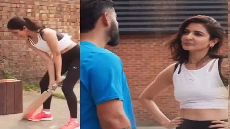 Virat Kohli With Anushka Sharma: బ్యాటు పట్టిన అనుష్క శర్మ, బాల్ పట్టిన విరాట్ కోహ్లీ...ఫన్నీ అండ్ వైరల్ వీడియో