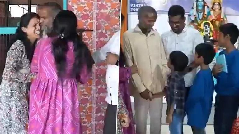 Heart Touching Video: హృదయాన్ని హత్తుకునే వీడియో ఇదిగో.. ఆరేళ్ల క్రితం తప్పిపోయిన న్నతండ్రిని చూసి బాగోద్వేగానికి గురైన కూతుర్లు