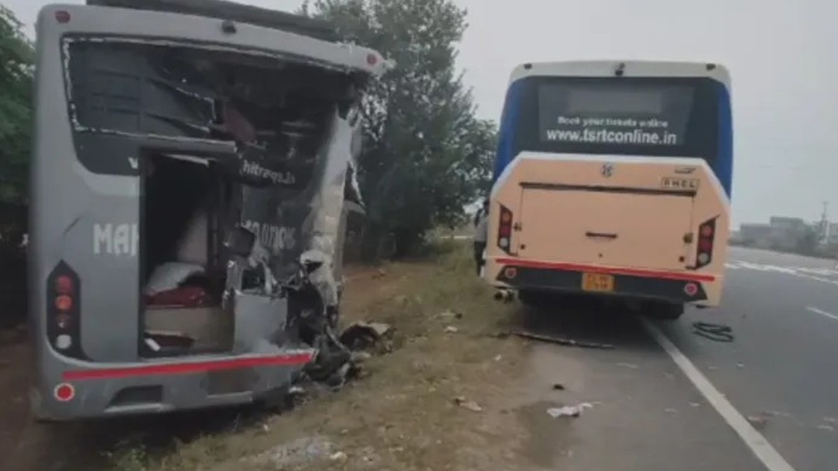 Telangana Road Accident: హైదరాబాద్‌-విజయవాడ జాతీయ రహదారిపై ఘోర రోడ్డు ప్రమాదం, ఆగి ఉన్న బస్సును వెనక నుండి ఢీకొట్టిన మరో బస్సు, 30 మందికి గాయాలు