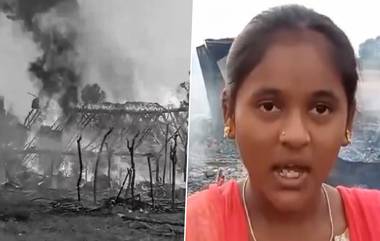 Andhra Pradesh Fire: వీడియో ఇదిగో, సిలిండర్ పేలి గుడిసె దగ్ధం, మంటలు ఆర్పే శక్తి లేక ఏడుస్తూ చూస్తుండిపోయిన తాతా మనవరాలు