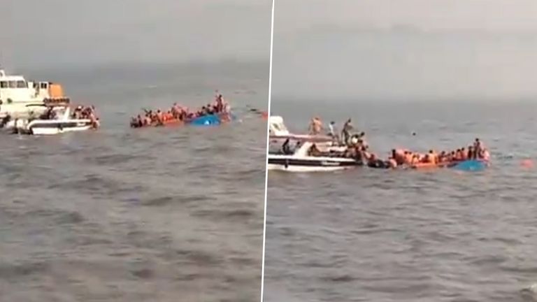 Boat Capsized Video: ముంబై గేట్‌వే ఆఫ్ ఇండియా సమీపంలో ప్రయాణికులతో వెళ్తున్న బోటు బోల్తా, కొనసాగుతున్న రెస్క్యూ ఆపరేషన్, వీడియో ఇదిగో..