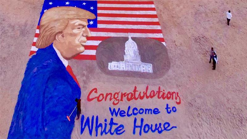 Donald Trump Sand Art: ట్రంప్‌ పై తనకున్న అభిమానాన్ని చాటుకున్న ప్రముఖ చిత్రకారుడు సుదర్శన్ పట్నాయక్.. ప్రమాణం నేపథ్యంలో ట్రంప్‌ సైకత శిల్పం