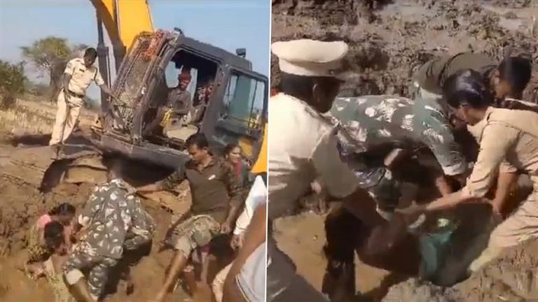 Shocking Video: భూములు లాక్కుంటున్నారని పురుగుల మందు తాగిన రైతులు...భూపాలపల్లి జిల్లాలో ఘటన, కెనాలో గోతిలో పడుకొని రైతుల నిరసన