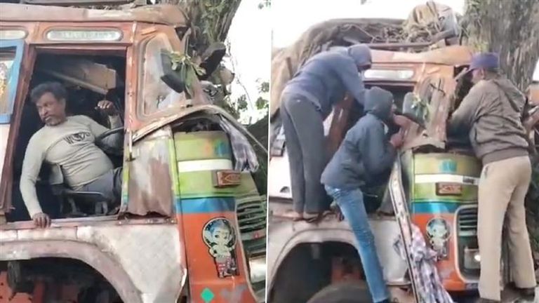 Huzurabad Road Accident: చెట్టును ఢీ కొట్టిన లారీ.. 3 గంటల నరకయాతన అనుభవించిన డ్రైవర్, క్లీనర్ మృతి, కరీంనగర్ జిల్లా హుజూరాబాద్ సమీపంలో రోడ్డు ప్రమాదం..వీడియో