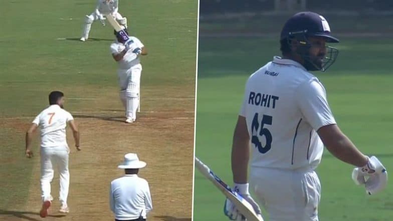 Rohit Sharma Wicket Video: మరొకసారి చెత్త షాట్ ఆడి ఔటైన రోహిత్ శర్మ, తనను తానే తిట్టకుంటూ చిరాకుగా పెవిలియన్‌లోకి వెళుతున్న వీడియో ఇదిగో..