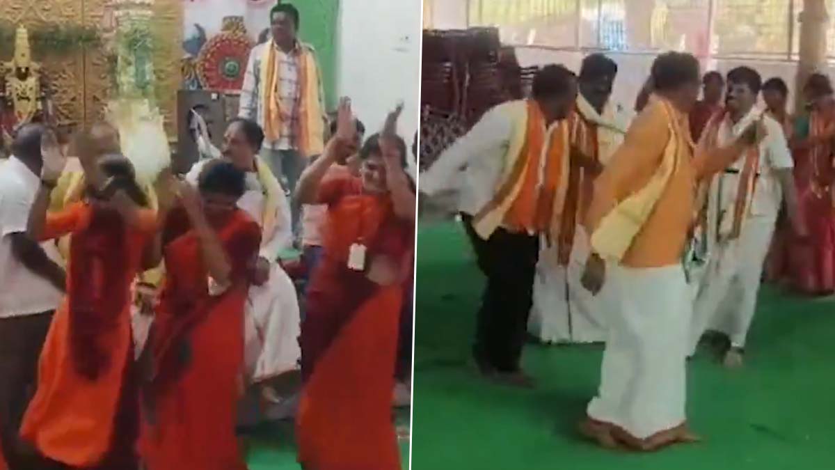 Karimnagar: శ్రీవారి బ్రహ్మోత్సవాల్లో అపచారం.. ప్రైవేట్ పాటలకు చిందులు వేసిన ఉద్యోగ సంఘాల నాయకులు, వీడియో ఇదిగో