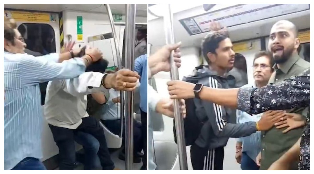 Delhi Metro Fight Video: వీడియో ఇదిగో, ఢిల్లీ మెట్రో రైలులో బూతులు తిట్టుకుంటూ తన్నుకున్న ఇద్దరు వ్యక్తులు, బిత్తరపోయి చూస్తుండిపోయిన ఇతర ప్రయాణికులు