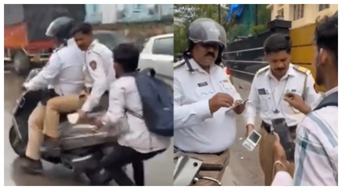 Helmet Rule Violation: వైరల్ వీడియో ఇదిగో, హెల్మెట్ లేకుండా స్కూటర్ నడిపిన ట్రాఫిక్ పోలీసుకు షాక్, కుర్రాడి దెబ్బకు రూ.2 వేల ఫైన్ విధించిన అధికారులు