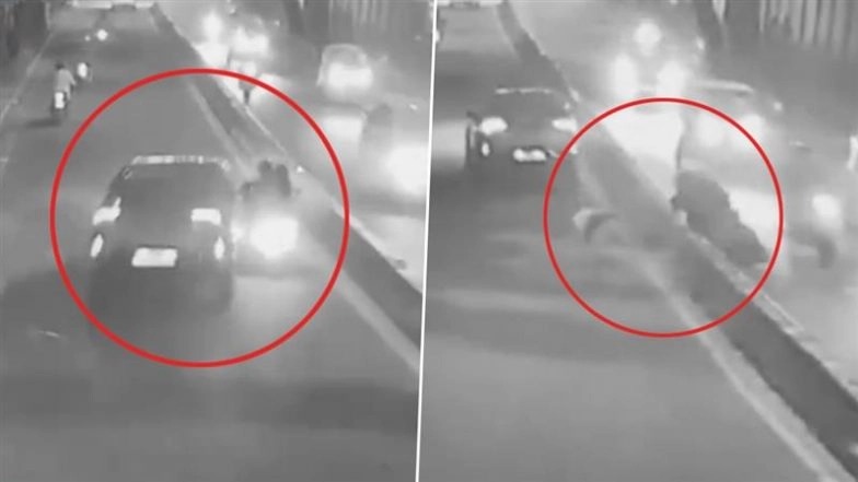 Murder Attempt Caught on Camera: షాకింగ్ వీడియో ఇదిగో, హత్యాయత్నం కెమెరాలో రికార్డు, వేగంగా వస్తున్న కారు ద్విచక్ర వాహనాన్ని ఢీకొట్టడంతో దంపతులు, కుమారుడికి గాయాలు