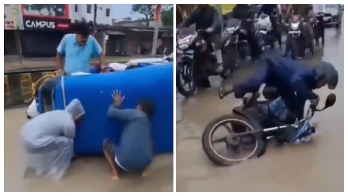Viral Video: వీడియో ఇదిగో.. ప్రధాని మోదీ కంచుకోట వారణాసిలో చెరువులా మారిన రోడ్లు.. వరద నీటిలో ఆటో, బైక్ బోల్తా.. స్మార్ట్ సిటీ వాటర్‌లాగింగ్‌పై సోషల్ మీడియాలో హాట్ డిబేట్..