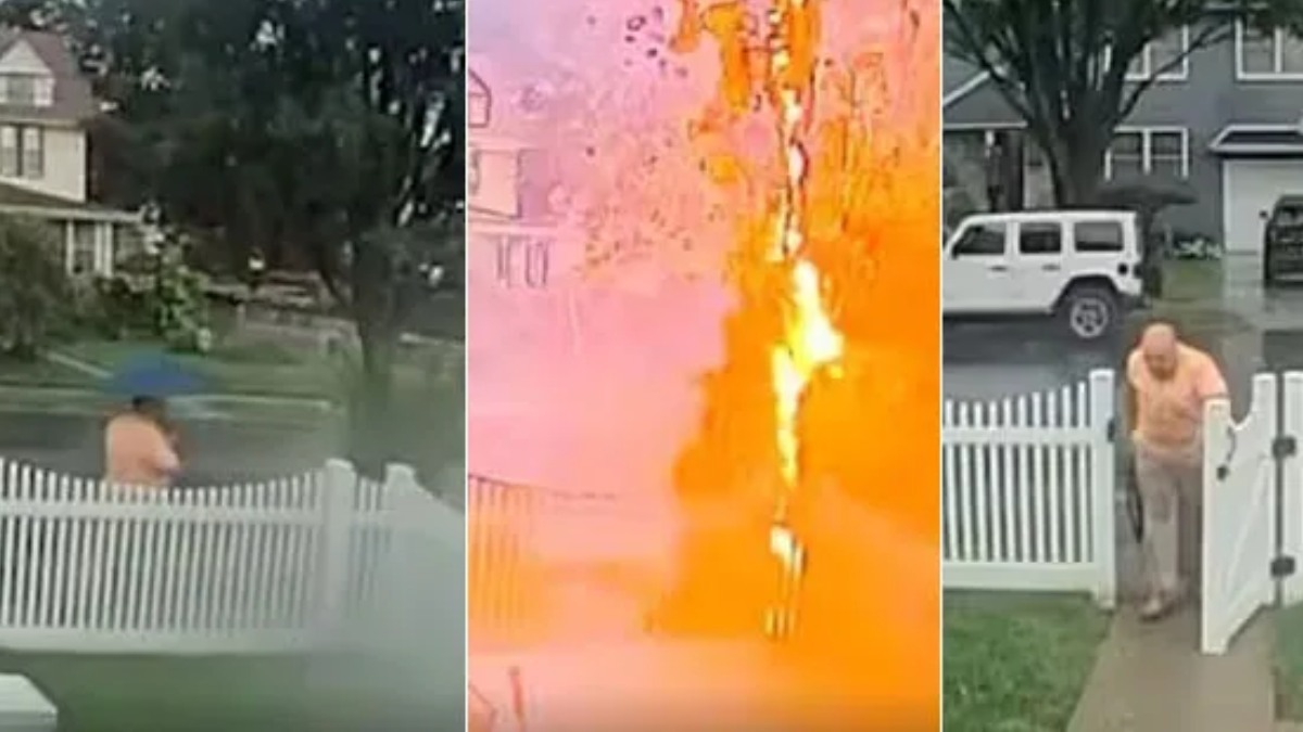 Lightning Strike Video: పిడుగు పడినా ప్రాణాలతో బయటపడ్డాడు.. షాకింగ్ వీడియో ఇదిగో.. బతికుండటం నా అదృష్టం కాదు, ఆశీర్వాదం’ అంటూ..