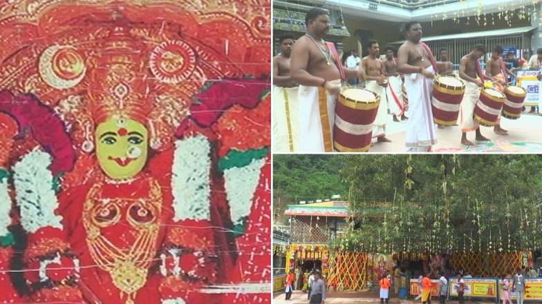 VJY Dussehra Celebrations: భక్తిజన సంద్రమైన ఇంద్ర కీలాద్రి, విజయవాడలో ఘనంగా నవరాత్రి ఉత్సవాలు, వివిధ రూపాలలో దర్శనమివ్వనున్న అమ్మవారు, భక్తులతో కిటకిటలాడుతున్న ఆలయాలు