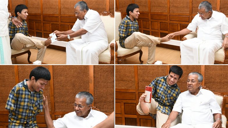 Pranav Wins CM Pinarayi Heart: చేతులు లేవు..కాలుతో సెల్పీ, ఫిదా అయిన సీఎం పినరయి విజయన్, సోమరిపోతులకు ప్రణవ్ కథే ఓ గుణపాఠం, సీఎం రిలీఫ్ ఫండ్కి సాయమందించిన ఆర్టిస్ట్ ప్రణవ్ Pranav Wins CM Pinarayi Heart: చేతులు లేవు..కాలుతో సెల్పీ, ఫిదా అయిన సీఎం పినరయి విజయన్, సోమరిపోతులకు ప్రణవ్ కథే ఓ గుణపాఠం, సీఎం రిలీఫ్ ఫండ్కి సాయమందించిన ఆర్టిస్ట్ ప్రణవ్