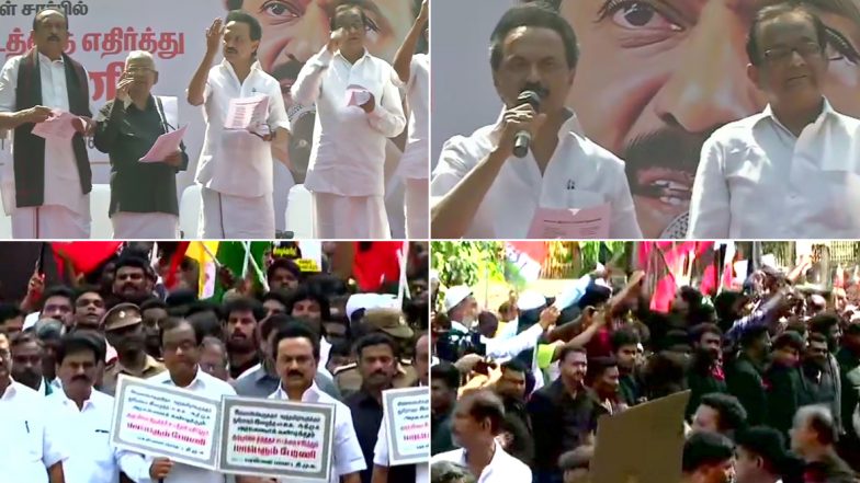 DMK Mega Rally At Chennai: డిఎంకే మెగా ర్యాలీ, పౌరసత్వ చట్ట సవరణకు వ్యతిరేకంగా తమిళనాడులో నిరసనలు, ర్యాలీకి అనుమతిని నిరాకరించిన పోలీసులు, ర్యాలీ మొత్తాన్ని వీడియోలో చిత్రీకరించాలన్న మద్రాసు హైకోర్టు DMK Mega Rally At Chennai: డిఎంకే మెగా ర్యాలీ, పౌరసత్వ చట్ట సవరణకు వ్యతిరేకంగా తమిళనాడులో నిరసనలు, ర్యాలీకి అనుమతిని నిరాకరించిన పోలీసులు, ర్యాలీ మొత్తాన్ని వీడియోలో చిత్రీకరించాలన్న మద్రాసు హైకోర్టు