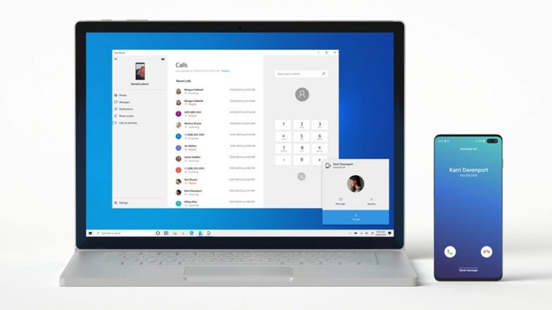 Windows 10 Good News: ఇకపై పీసీ నుంచే నేరుగా కాల్స్ చేసుకోవచ్చు, విండోస్ 10లోకి కొత్త ఫీచర్, ఫోన్కు వచ్చే ఎస్ఎంఎస్లను కూడా పీసీలోనే చూడవచ్చు, ఎలా లాగిన్ కావాలో ఓ సారి తెలుసుకోండి Windows 10 Good News: ఇకపై పీసీ నుంచే నేరుగా కాల్స్ చేసుకోవచ్చు, విండోస్ 10లోకి కొత్త ఫీచర్, ఫోన్కు వచ్చే ఎస్ఎంఎస్లను కూడా పీసీలోనే చూడవచ్చు, ఎలా లాగిన్ కావాలో ఓ సారి తెలుసుకోండి
