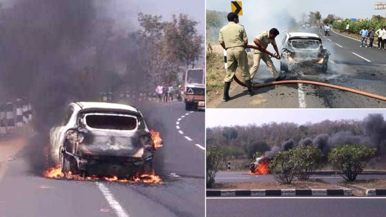 Car Catches Fire: నిర్మల్- ఆదిలాబాద్ హైవేపై ప్రయాణిస్తున్న కొత్త కారులో చెలరేగిన మంటలు, తృటిలో ప్రాణాపాయం తప్పించుకున్న ఓ కుటుంబం Car Catches Fire: నిర్మల్- ఆదిలాబాద్ హైవేపై ప్రయాణిస్తున్న కొత్త కారులో చెలరేగిన మంటలు, తృటిలో ప్రాణాపాయం తప్పించుకున్న ఓ కుటుంబం