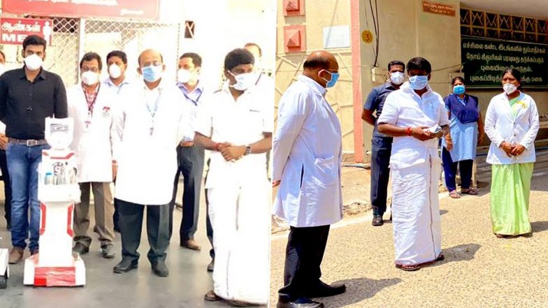 Robotic Nurses in TN: తమిళనాడులో కరోనా కల్లోలం, రోబోలే నర్సులు, కరోనా రోగులకు ఆహారం, మందులు ఇచ్చేందుకు రంగంలోకి దిగిన రోబోలు, 411కి చేరిన కోవిడ్ 19 కేసుల సంఖ్య Robotic Nurses in TN: తమిళనాడులో కరోనా కల్లోలం, రోబోలే నర్సులు, కరోనా రోగులకు ఆహారం, మందులు ఇచ్చేందుకు రంగంలోకి దిగిన రోబోలు, 411కి చేరిన కోవిడ్ 19 కేసుల సంఖ్య