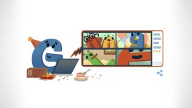 Google’s 22nd Birthday: Google 22వ పుట్టినరోజు, ప్రత్యేక డూడుల్‌ని విడుదల చేసిన గూగుల్, ల్యాప్‌టాప్ ముందు కూర్చుని గూగుల్ వీడియో కాల్ చేస్తున్నట్లుగా డూడుల్
