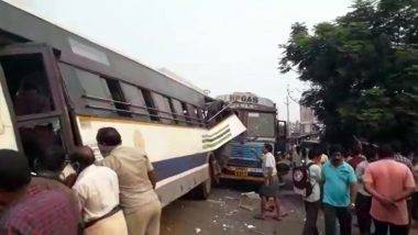 Vizianagaram Road Accident: కమ్మేసిన పొగ..విజయనగరంలో ఘోర రోడ్డు ప్రమాదం, గ్యాస్ సిలిండర్ల లారీ-రెండు ఆర్టీసీ బస్సులు ఢీ, ముగ్గురు దుర్మరణం, పలువురి పరిస్థితి విషమం