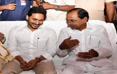 KCR Jagan Meet: సరదాగా ముచ్చటించుకున్న తెలుగు రాష్ట్రాల సీఎంలు, పోచారం మనువరాలి పెళ్లికి హాజరైన కేసీఆర్, జగన్