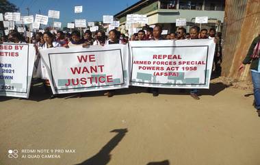 Nagaland Protests: అట్టుడుకుతున్న నాగాలాండ్‌, సాయుధ బలగాలకు ప్రత్యేకాధికార చట్టం రద్దు చేయాలంటూ నిరసనలు, రాష్ట్రవ్యాప్తంగా కదం తొక్కిన నాగా స్టూడెంట్స్ ఫెడరేషన్‌