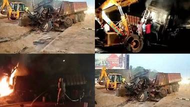 Accident In Kakinada: ఎదురెదురుగా వచ్చి ఢీకొన్న రెండు లారీలు.. ఒక్కసారిగా మంటలు వ్యాప్తి.. నలుగురు సజీవ దహనం.. కాకినాడలో ఘటన