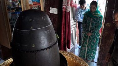 Mehbooba Mufti Visits Temple Video: వీడియో ఇదిగో, శివలింగానికి జలాభిషేకం చేసిన పీడీపీ చీఫ్ మెహబూబా ముఫ్తీ, రాజకీయ గిమ్మిక్కులకు పాల్పడుతున్నారని బీజేపీ విమర్శలు