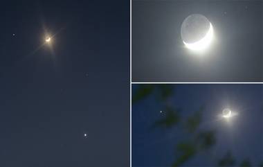 Moon, Mars and Venus Conjunction: ఖగోళంలో అద్భుతం, ఒకేవరుసలో చంద్రుడు, బృహస్పతి, శుక్రుడు, సోషల్   మీడియాలో వైరల్‌గా మారిన ఫోటోలు