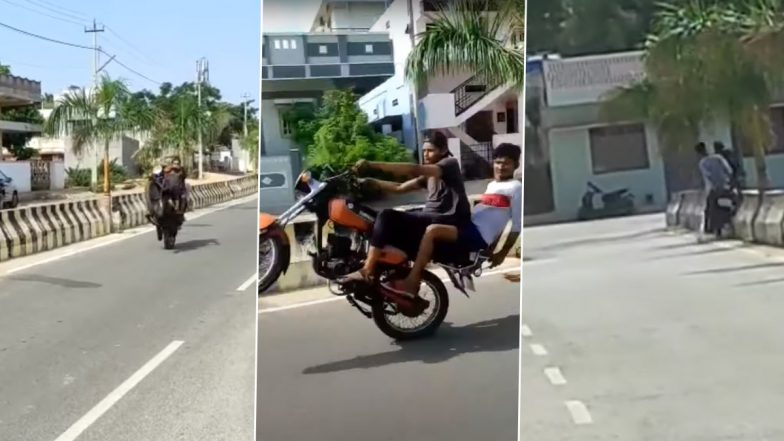 Bike Crash Viral Video: వీడియో ఇదిగో, బైక్ మీద ప్రమాదకర విన్యాసాలు చేస్తూ డివైడర్ను ఢీకొట్టిన మైనర్లు, అరెస్ట్ చేసిన కర్ణాటక పోలీసులు