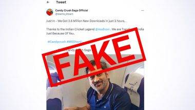 Candy Crush Saga Fake Tweet: కాండీ క్రష్ సాగా ధోనీ ఆడుతున్నారనేది ఫేక్, మూడు గంటల్లోనే మూడు మిలియన్లు డౌన్లోడ్ వార్త అబద్దం, వాస్తవమేదో ఇక్కడ తెలుసుకోండి