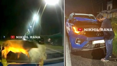 Tata Nexon Hits Bull Video: 70 కిలోమీటర్ల వేగంతో ఎద్దును ఢీకొట్టిన టాటా నెక్సాన్ ఎస్ యూవీ కారు, ఆ తరువాత ఏమైందో వీడియోలో చూడండి