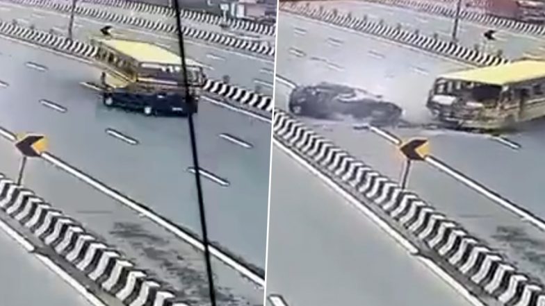 Ghaziabad Accident: ఘజియాబాద్ లో ఘోర రోడ్డు ప్రమాదం..  ఎస్‌యూవీ కారును ఢీకొన్న పాఠశాల బస్సు.. ఆరుగురి మృతి.. వీడియోతో