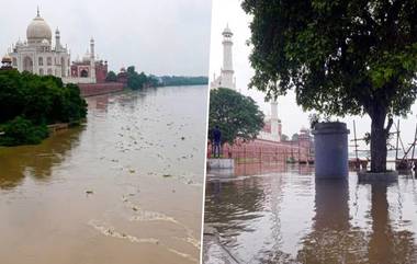 Yamuna Waters Reach Taj Mahal Walls: గడచిన 45 ఏళ్లలో తొలిసారిగా తాజ్‌ మహల్‌‌ని తాకిన యమునా నది, వీడియో ఇదిగో..