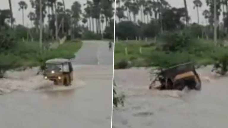 Telangana Rains: మద్యం మత్తులో వాగు దాటబోయి ఆటోతో సహా కొట్టుకుపోయిన డ్రైవర్, తాడు సహాయంతో బయటకు తీసుకొచ్చిన స్థానికులు