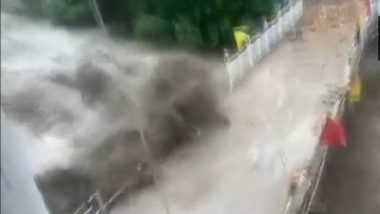 Himachal Floods: వీడియో ఇదిగో, పార్వతి నదికి పోటెత్తిన వరద, బ్రిడ్జిని కోసుకుంటూ దూసుకెళ్లిన ప్రవాహం