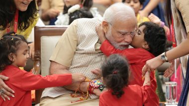 Raksha Bandhan 2023: ప్రధాని మోదీ చెంపపై ముద్దు పెట్టిన చిన్నారి, సోషల్ మీడియాలో వైరల్ అవుతున్న ఫోటో, నా యువ స్నేహితులంటూ ప్రధాని మోదీ ట్వీట్