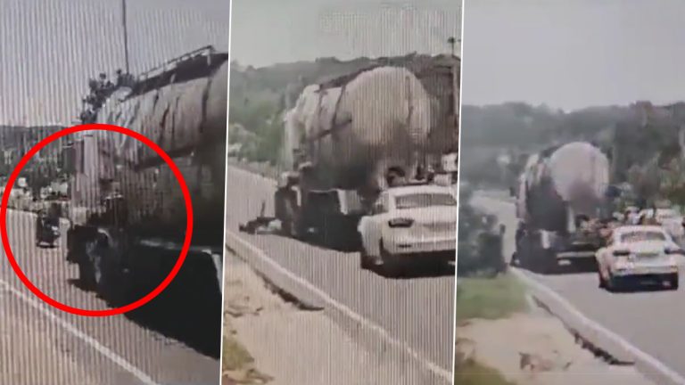 Road Accident Video: ఘోర విషాదం వీడియో ఇదిగో, రూ. 500 చిల్లర కోసం వెళ్లి సిమెంట్ ట్యాంకర్ కింద పడి చనిపోయిన యువకుడు