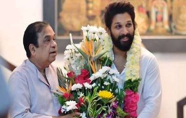 Allu Arjun Meets Brahmanandam: బ్రహ్మానందం ఇంటికెళ్లి సడన్ సర్ ప్రైజ్ ఇచ్చిన బన్నీ, ఫోటోలు సోషల్ మీడియాలో వైరల్