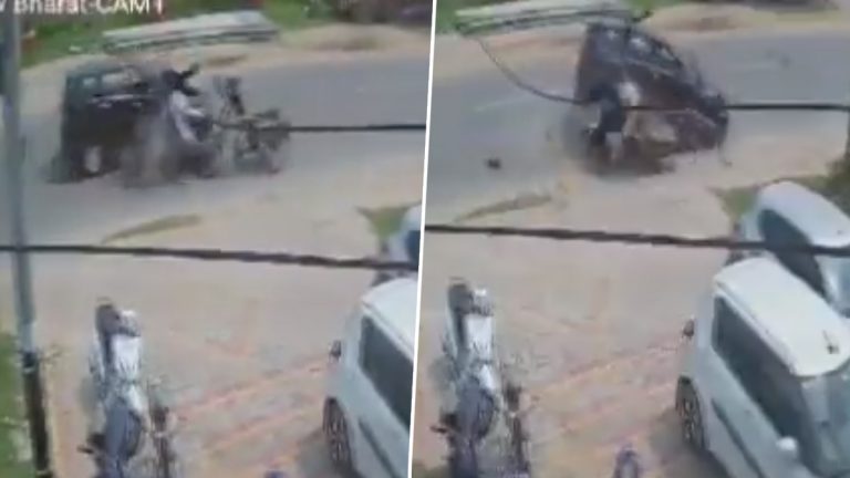 Road Accident Video: ఘోర రోడ్డు ప్రమాదం వీడియో ఇదిగో, బైక్ మీద వెళుతున్న భార్యాభర్తలను ఢీకొట్టిన కారు, ఇద్దరూ మృతి