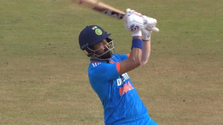 KL Rahul Six Video: మ్యాచ్ మెత్తానికి హైలెట్‌, కెఎల్ రాహుల్ కొట్టిన సిక్సర్ వీడియో ఇదిగో, దెబ్బకు స్టేడియం అవతల పడిన బంతి